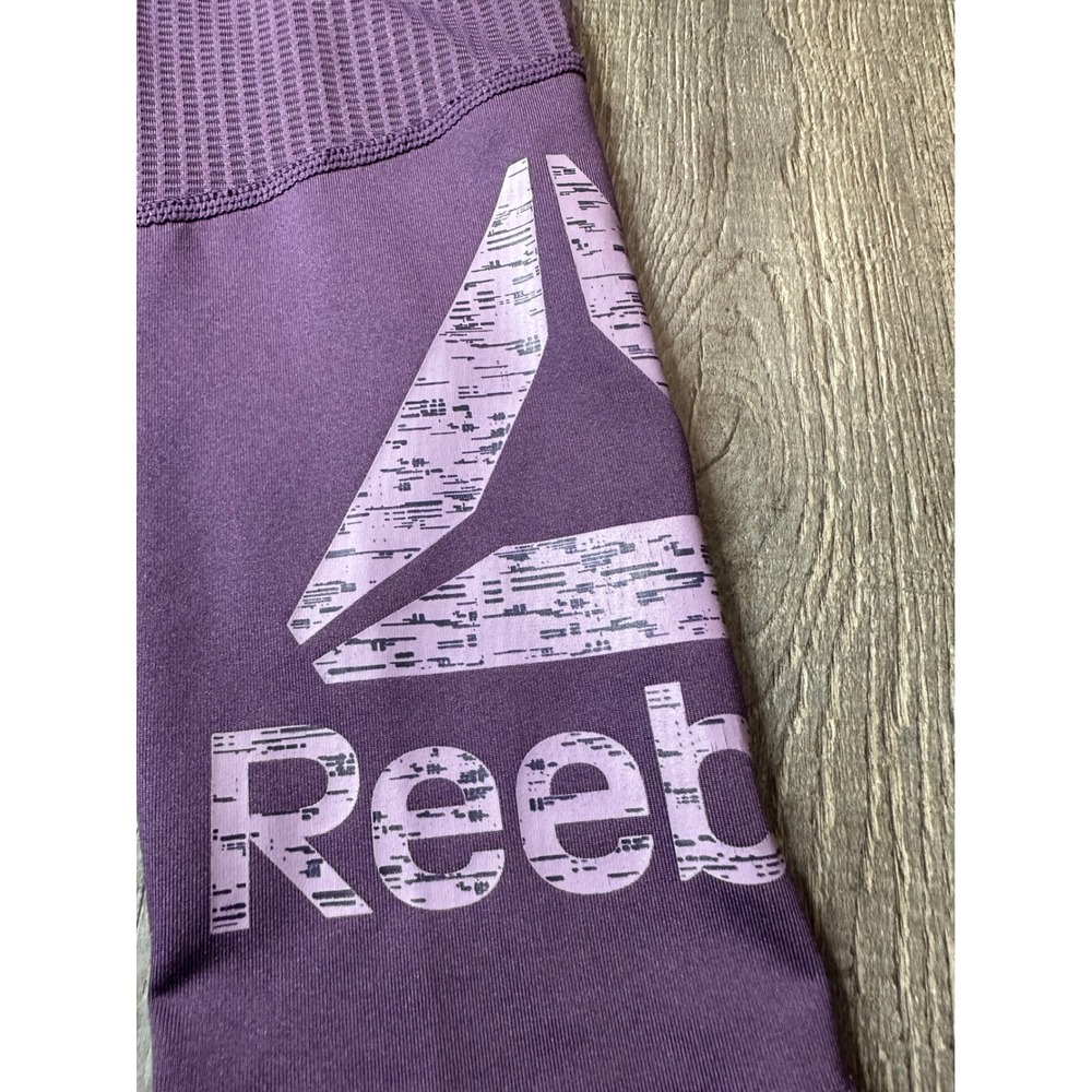 Reebok Womens Purple Mesh Panel Performance Leggings Small Activewear Athleisure - Picture 6 of 10